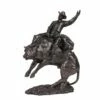 Rodeo Cowboy Riding Bull Statue