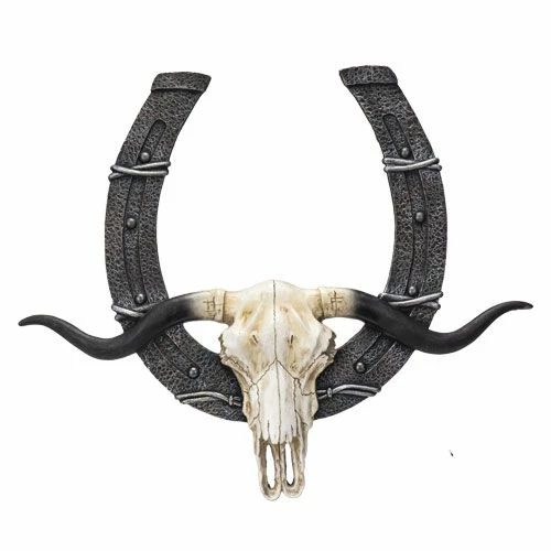 Horseshoe With Longhorn Skull - Quite LARGE 1 Horseshoe With Longhorn Skull - Quite LARGE