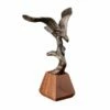 Eagle On Walnut Base Statue - Focused