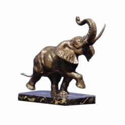 Elephant Statue In Bronze - Long Tusks