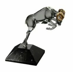 Crystal Big Horn Ram With 22kt Gold Horns