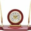 Mahogany & Gold Two Pen Set With Clock FREE TEXT