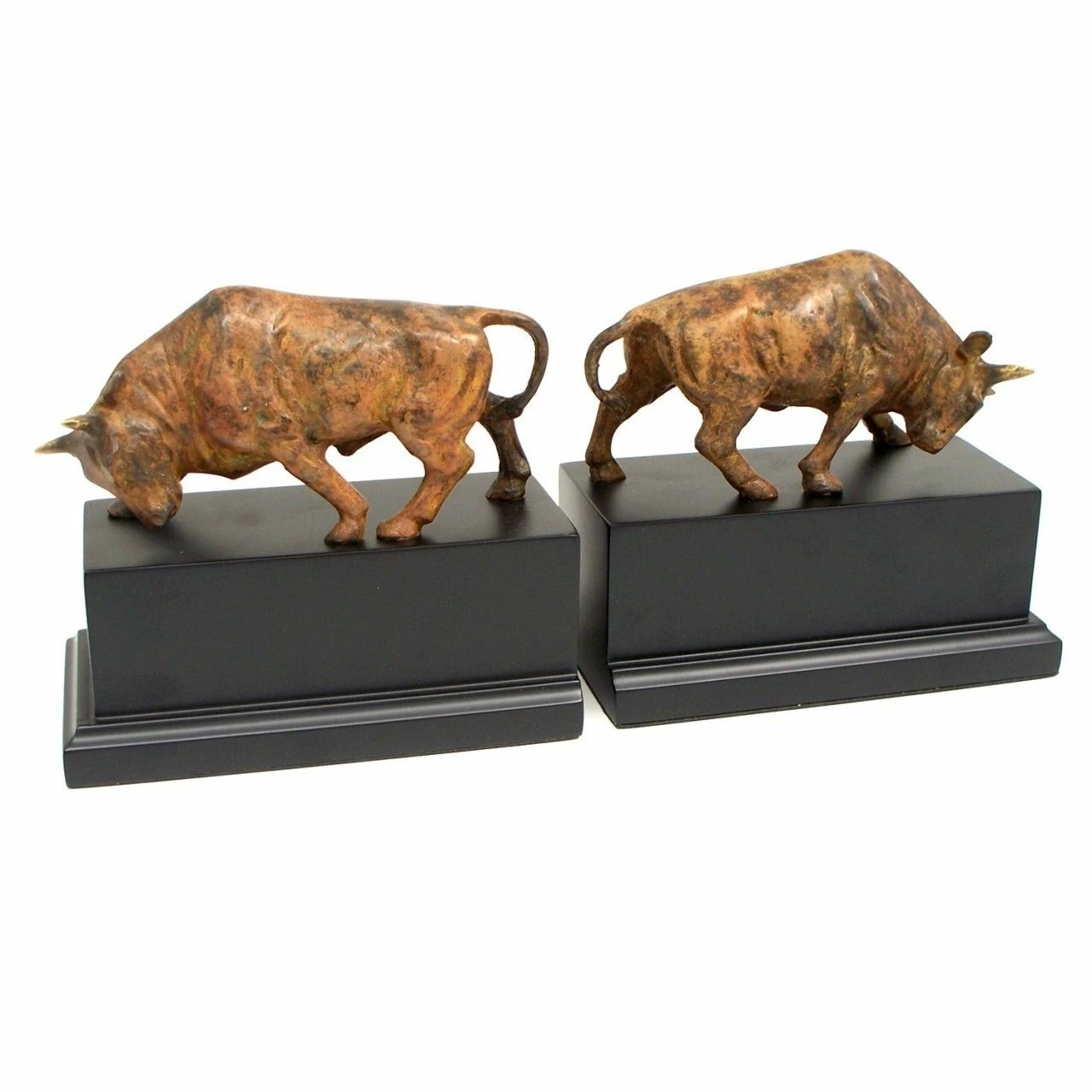 Stock Market Bull Bookends Brass 1 Stock Market Bull Bookends Brass