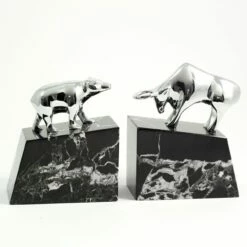 Classic Bull & Bear Bookends 15 Lbs Chrome