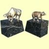 Brass Bull Bear Bookends 15 Lbs Black And White Marble