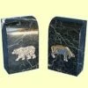 Stock Market Bull & Bear Bookend 11 Lbs Black And White Marble