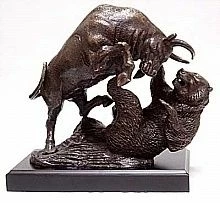 Down For The Count! Bull & Bear Sculpture