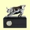 Wall Street Bull Clock - Black Marble, Chrome Bull