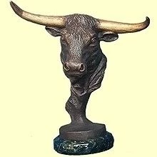 Brass Bull Head Statue