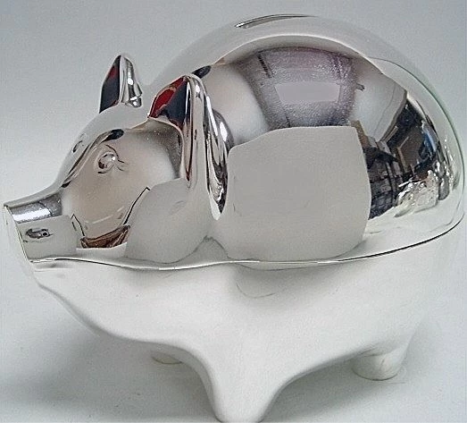 Piggy Bank 4x5" Silver 1 Piggy Bank 4x5" Silver