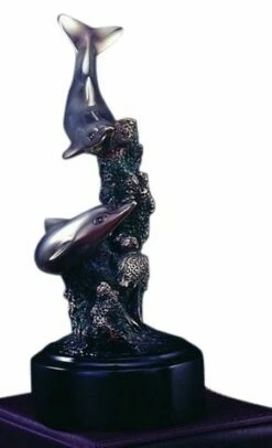 Two Dolphins At Play Statue
