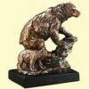 Alert Bear & Cub Sculpture