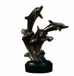 Three Dolphin Statue - In The Waves