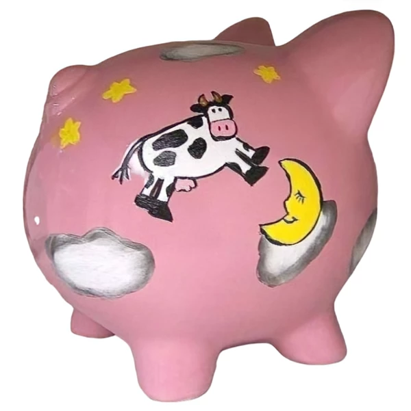 Baby Girl Piggy Bank Cow Jumped Over The Moon 1 Baby Girl Piggy Bank Cow Jumped Over The Moon