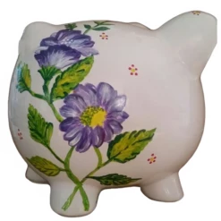 Purple Flowers Piggy Bank