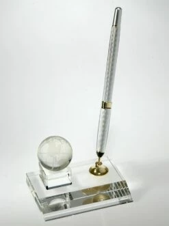 Crystal Golf Biz Card Pen Holder 4"