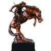 Cowboy On Rearing Horse Statue