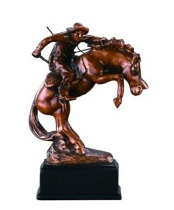 Cowboy On Rearing Horse Statue