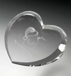 Crystal Heart Paperweight 4"
